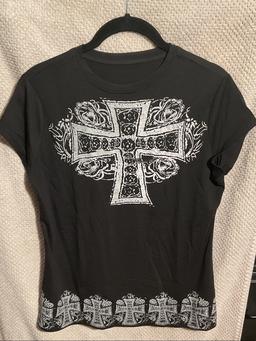 Black Graphic Cross Short Sleeve Tee